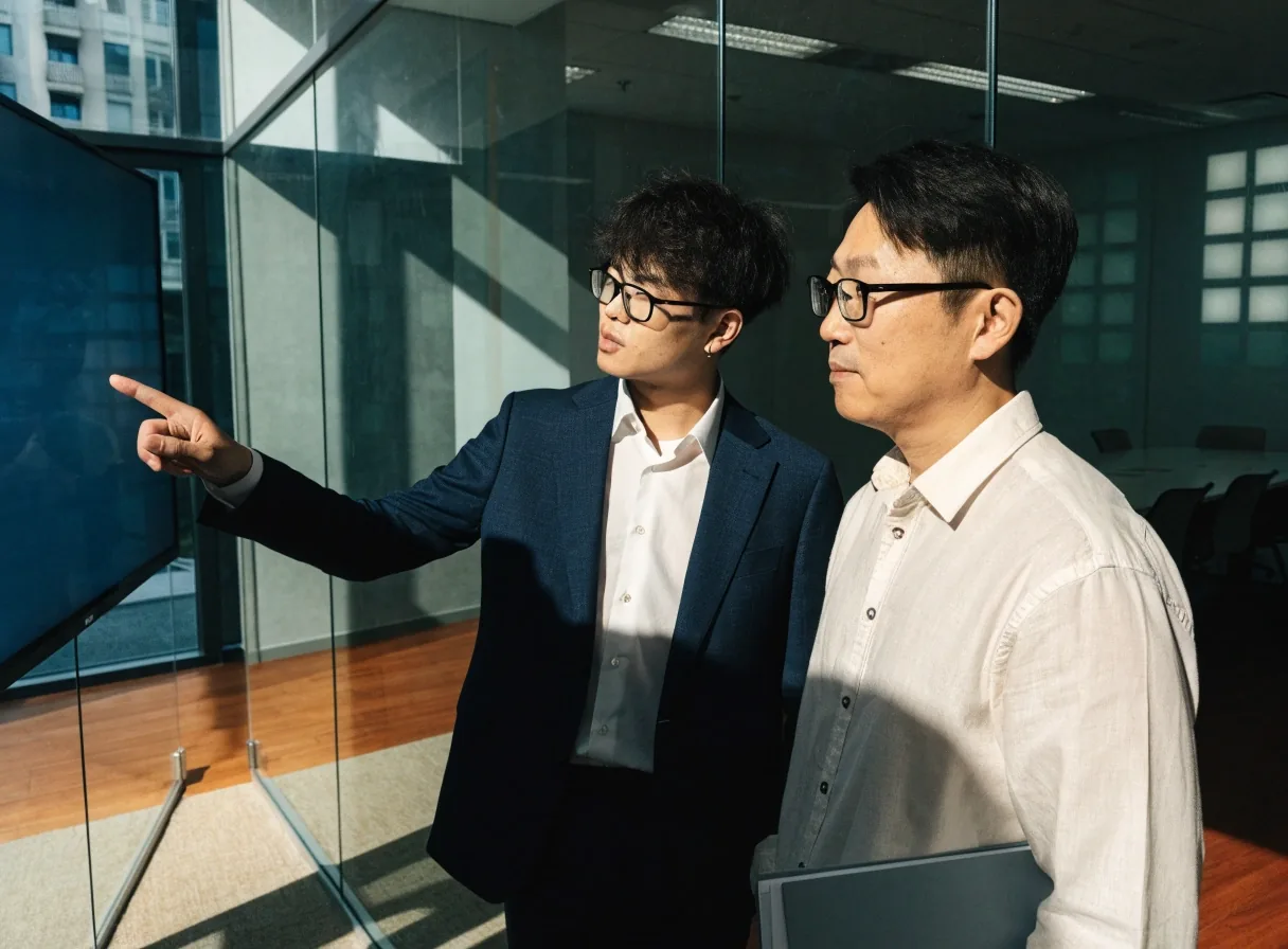서울 사무실 건물의 서버실 통로를 멀리서 본 모습